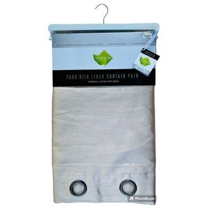 NWT Set Of 2 Faux Silk Lined MARCELLA Tan Light Blocking 55”X95” Panels …